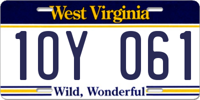 WV license plate 1OY061