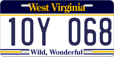 WV license plate 1OY068
