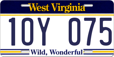 WV license plate 1OY075