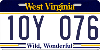 WV license plate 1OY076