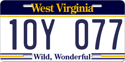 WV license plate 1OY077