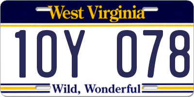WV license plate 1OY078