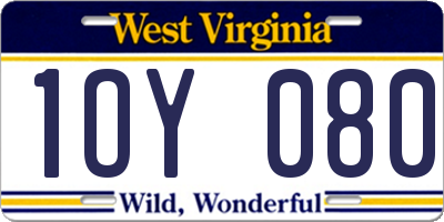 WV license plate 1OY080