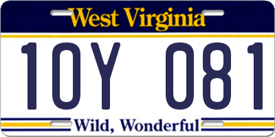 WV license plate 1OY081