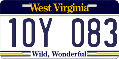 WV license plate 1OY083