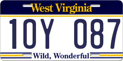 WV license plate 1OY087