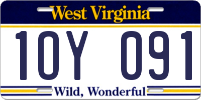 WV license plate 1OY091