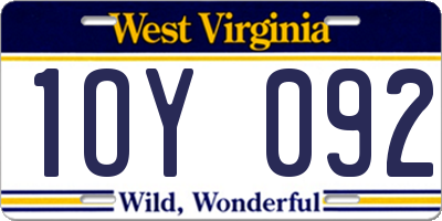 WV license plate 1OY092