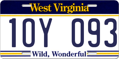 WV license plate 1OY093