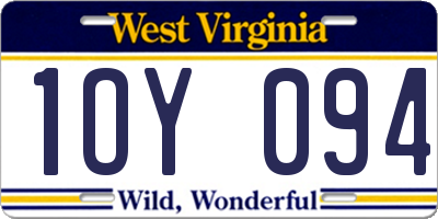 WV license plate 1OY094