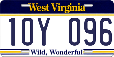 WV license plate 1OY096