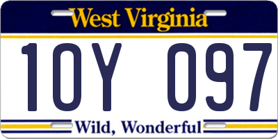 WV license plate 1OY097