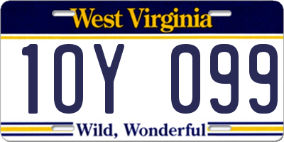 WV license plate 1OY099