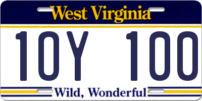 WV license plate 1OY100