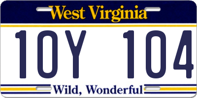 WV license plate 1OY104