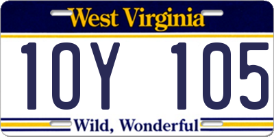 WV license plate 1OY105