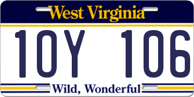 WV license plate 1OY106