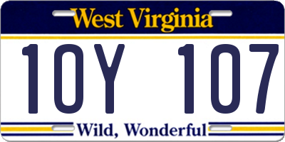 WV license plate 1OY107