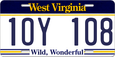 WV license plate 1OY108