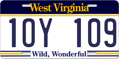 WV license plate 1OY109