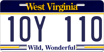 WV license plate 1OY110