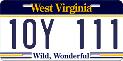 WV license plate 1OY111