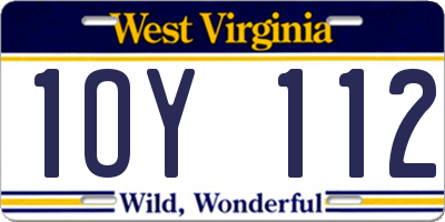 WV license plate 1OY112