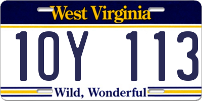 WV license plate 1OY113