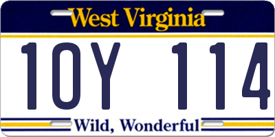 WV license plate 1OY114