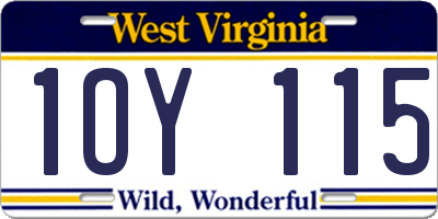 WV license plate 1OY115