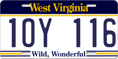 WV license plate 1OY116