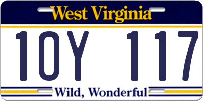 WV license plate 1OY117