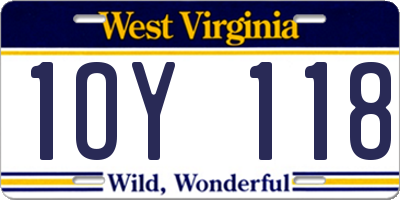 WV license plate 1OY118