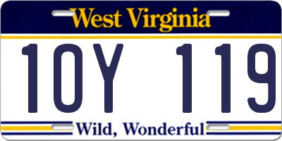 WV license plate 1OY119