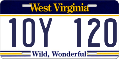 WV license plate 1OY120