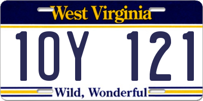 WV license plate 1OY121