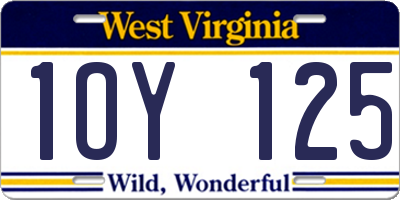 WV license plate 1OY125