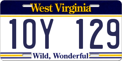 WV license plate 1OY129
