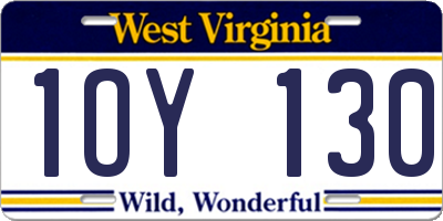 WV license plate 1OY130