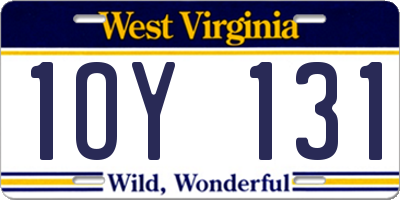 WV license plate 1OY131
