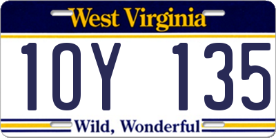 WV license plate 1OY135