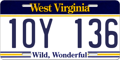 WV license plate 1OY136