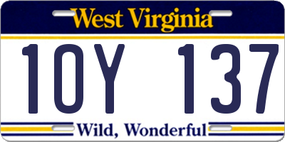 WV license plate 1OY137