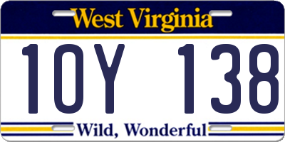 WV license plate 1OY138