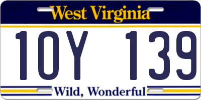 WV license plate 1OY139