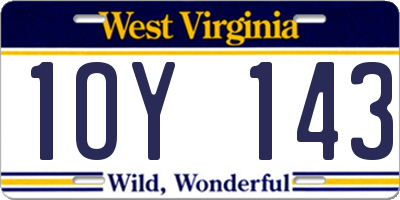 WV license plate 1OY143