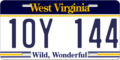 WV license plate 1OY144
