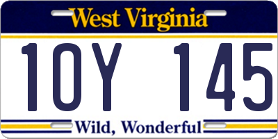 WV license plate 1OY145
