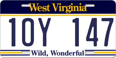 WV license plate 1OY147