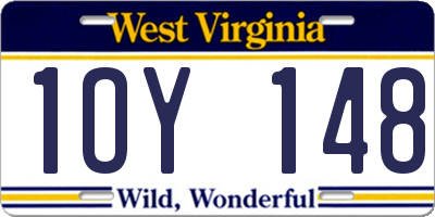 WV license plate 1OY148